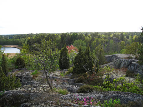 Uppe på Tornkullen. Där nere ligger slottet vid viken.